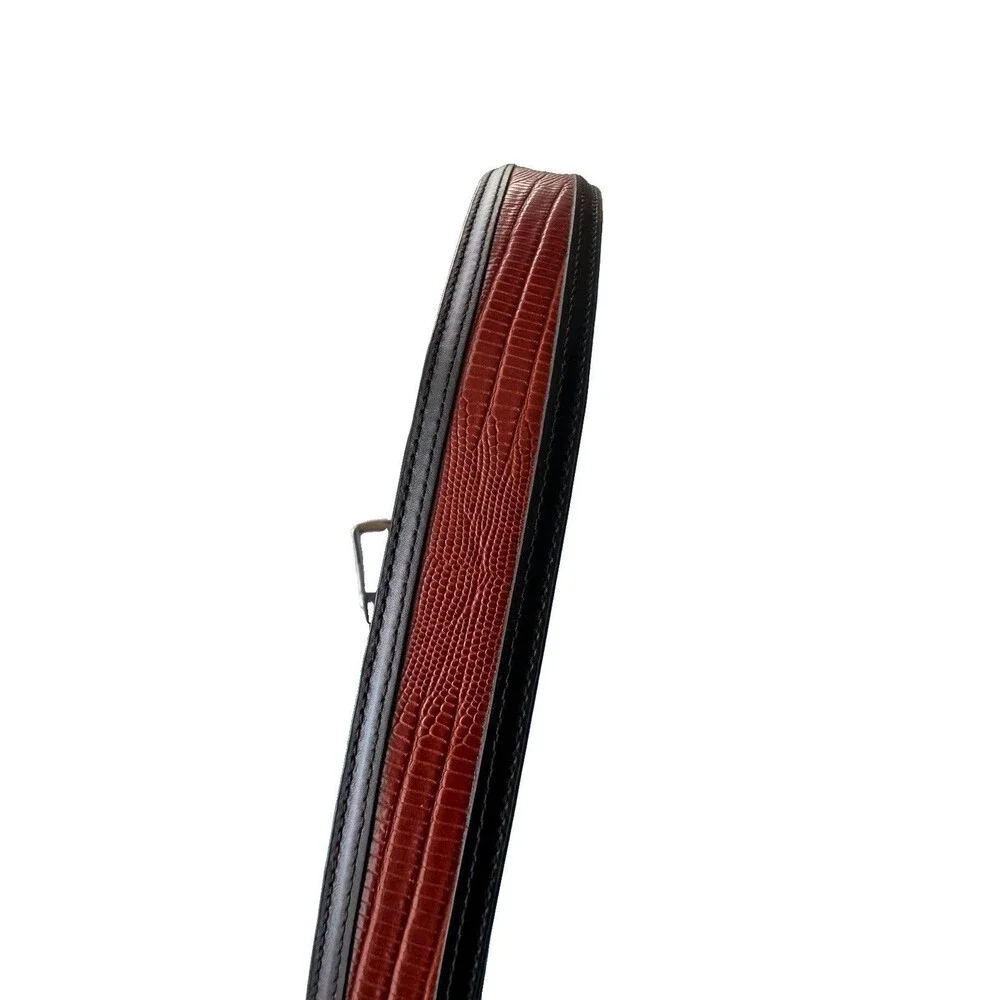 Belts by Sherman Size 44 Brown Black Trimmed Embossed Genuine Italian Leather